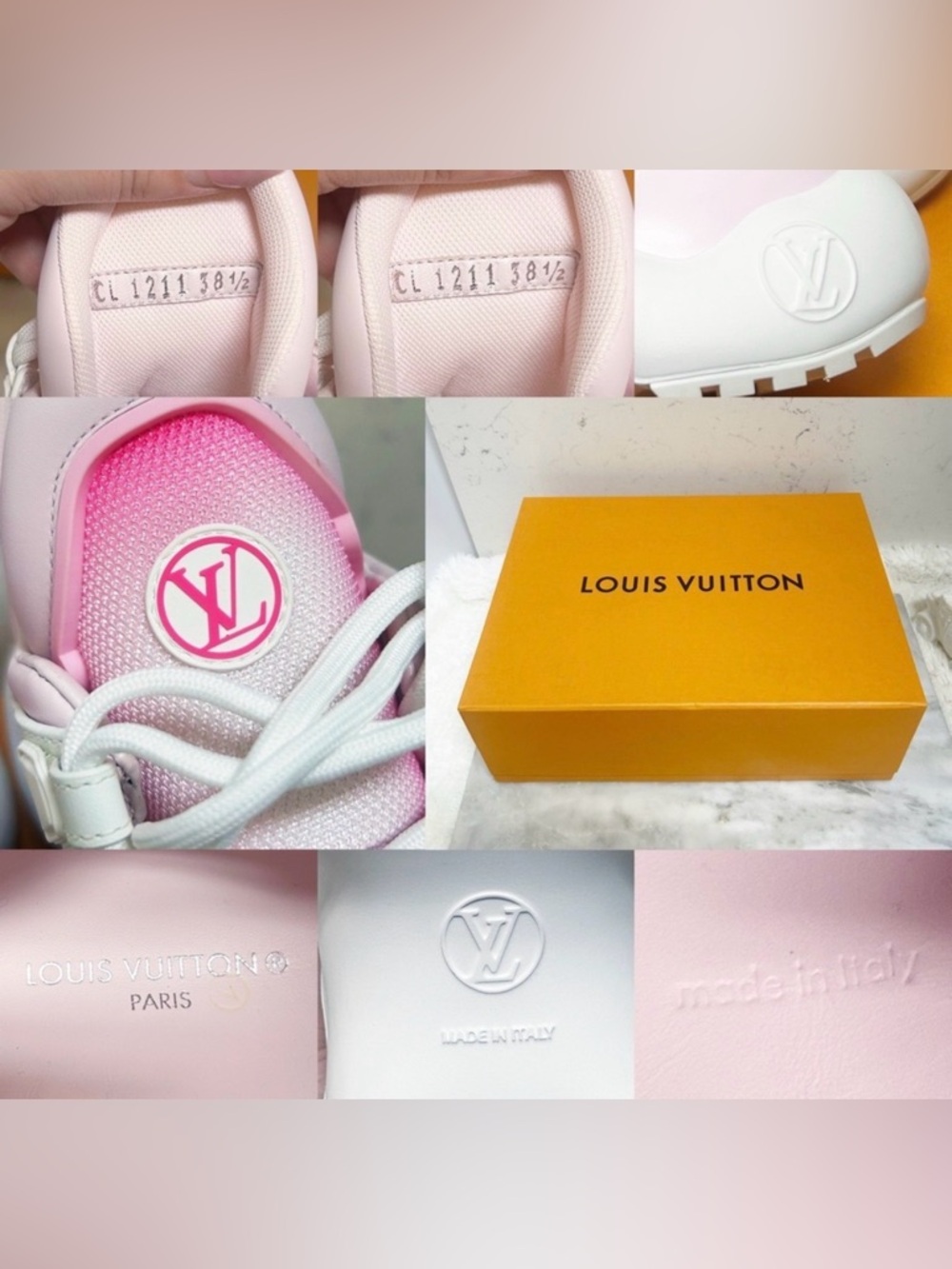 Louis Vuitton Pink and White Archlight-Style Lace-Up Sneakers - Picture 10 of 10